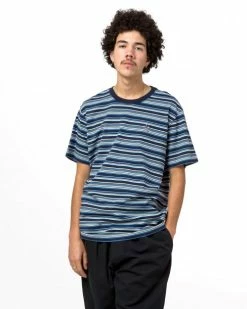 HUF CROWN STRIPE S/S KNIT TOP -13 Fishing Shop huf crown stripe ss knit top KN00343 INDIGO 3